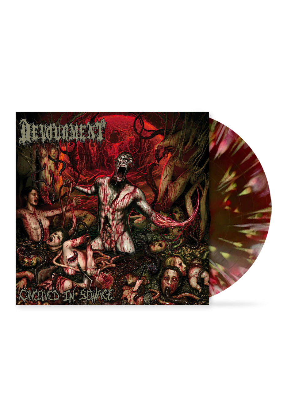 Devourment - Conceived In Sewage Ltd. Green/Red/White Tri Color - Colored Vinyl | Neutral-Image