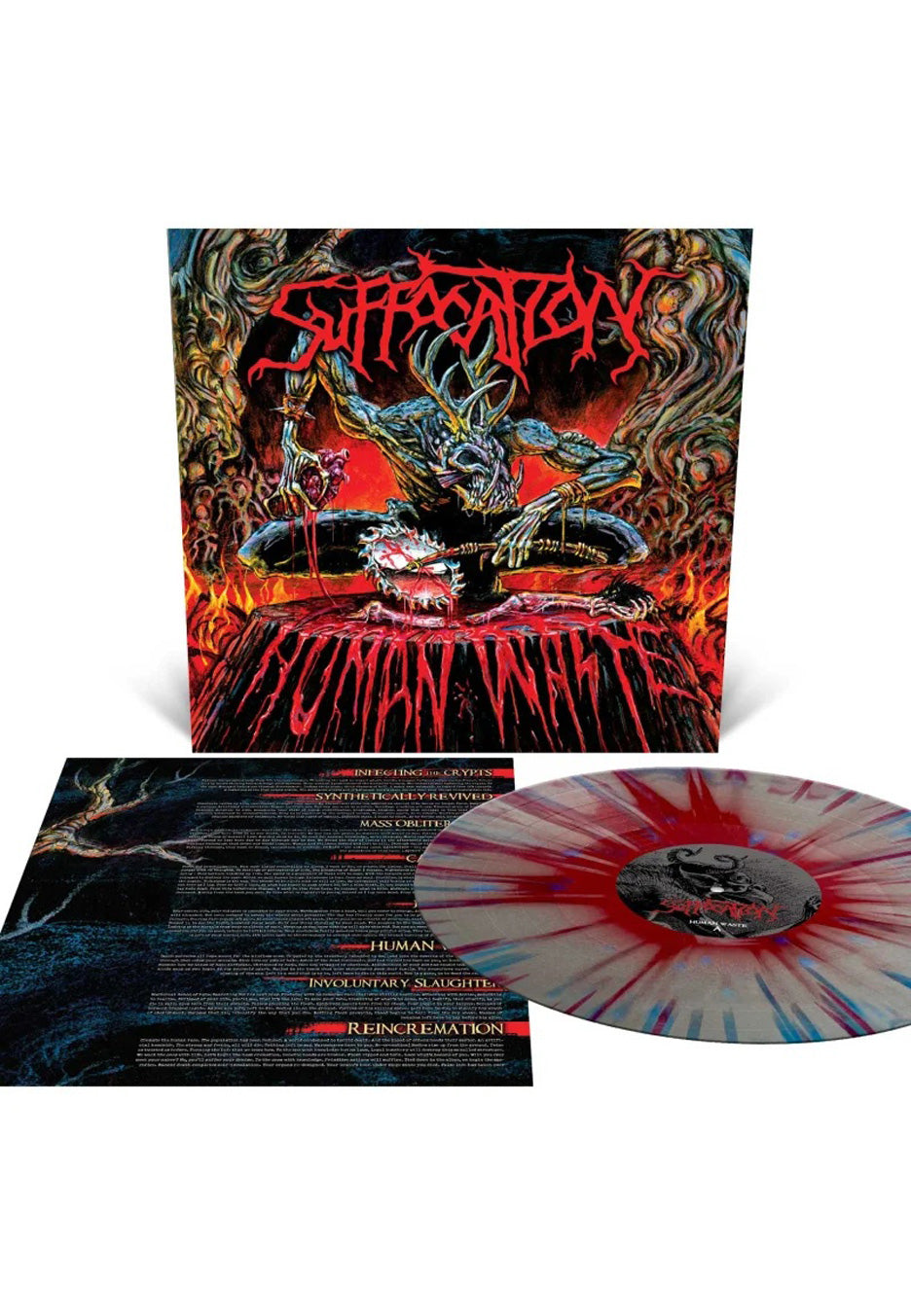 Suffocation - Human Waste Ltd. Metallic Silver w/ Cyan Blue & Red - Splattered Vinyl | Neutral-Image