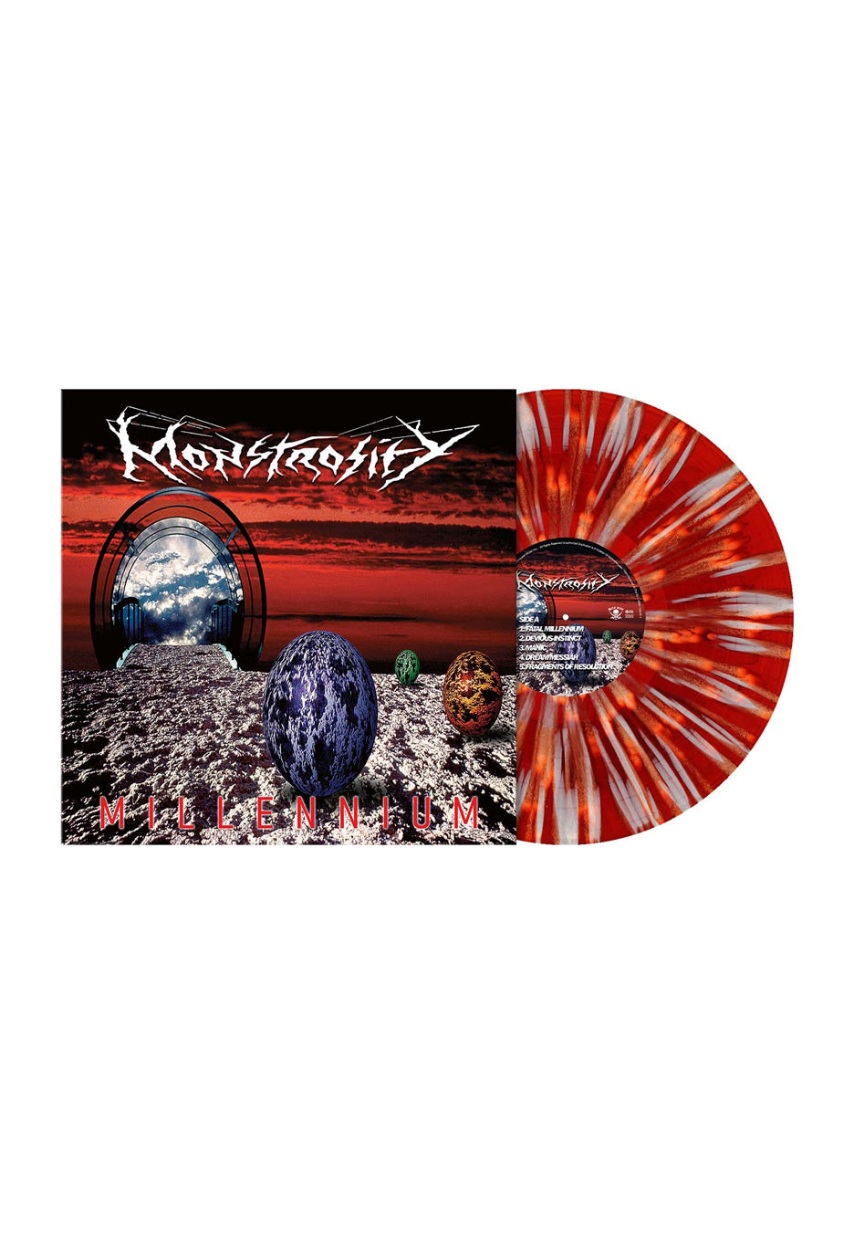 Monstrosity Millennium Ltd. Dahlia Red w/ Orange/White Splattered Vinyl