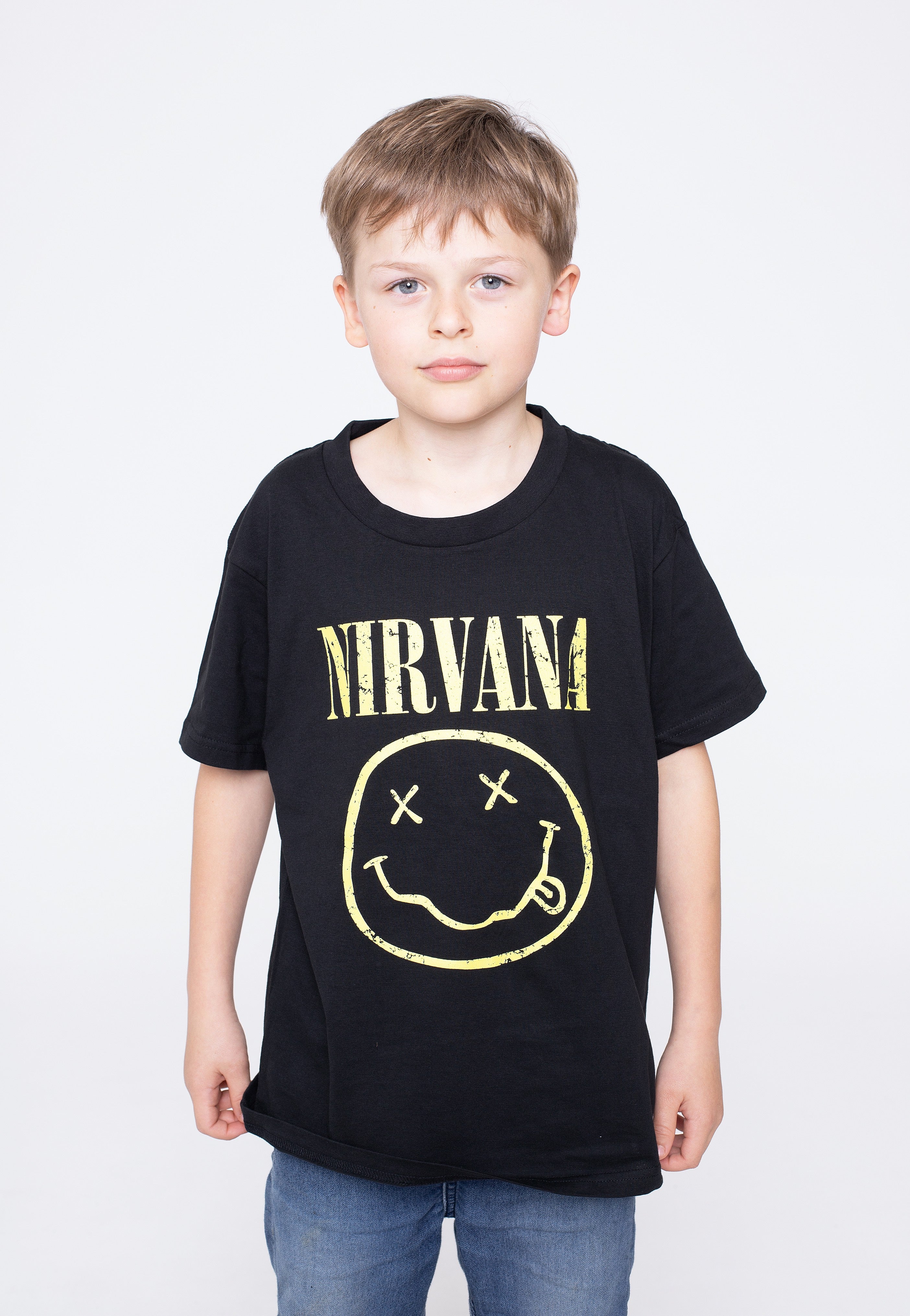 Nirvana - Yellow Happy Face Kids - T-Shirt | Men-Image