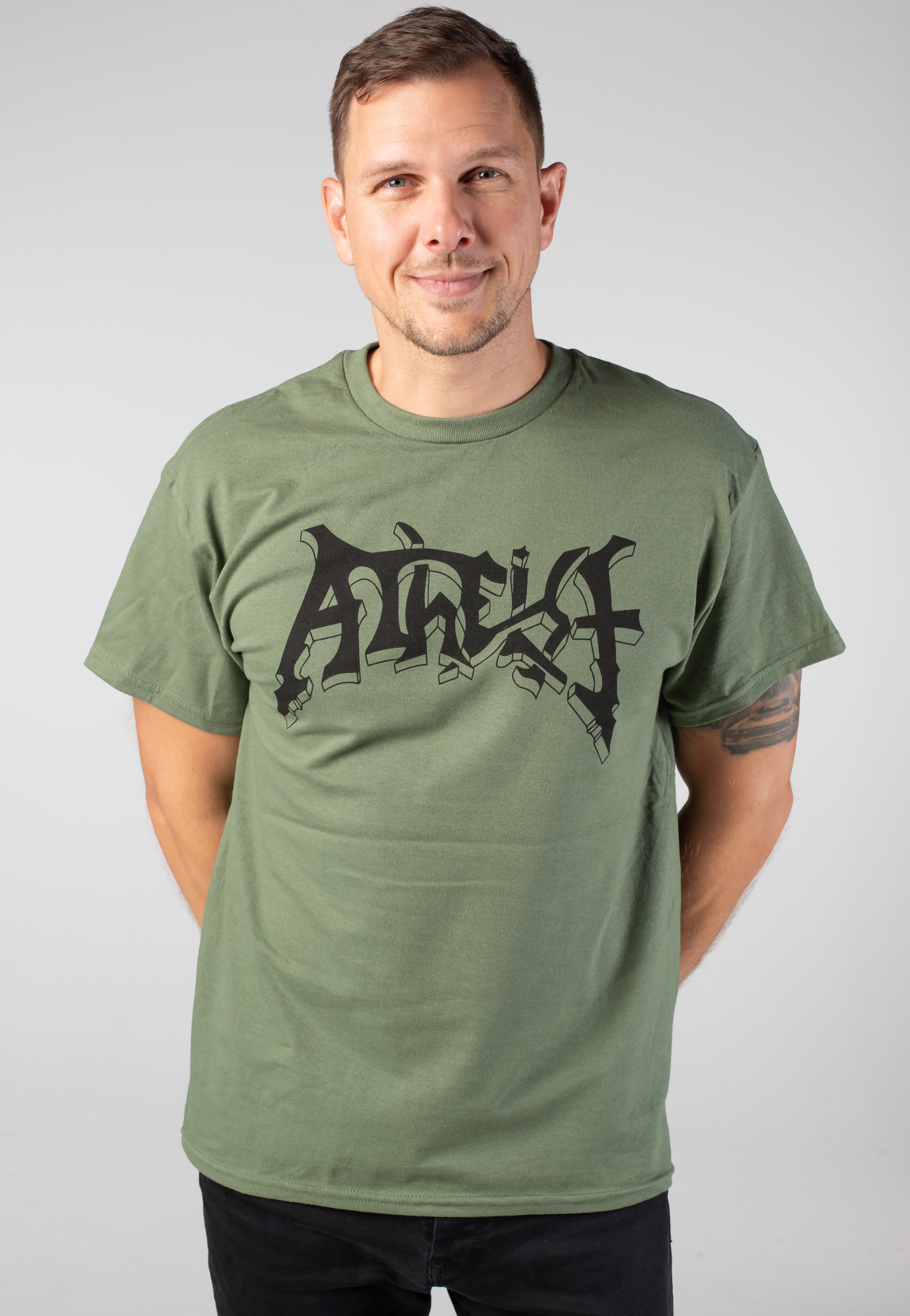 Atheist - Black Logo Military Greeen - T-Shirt | Men-Image