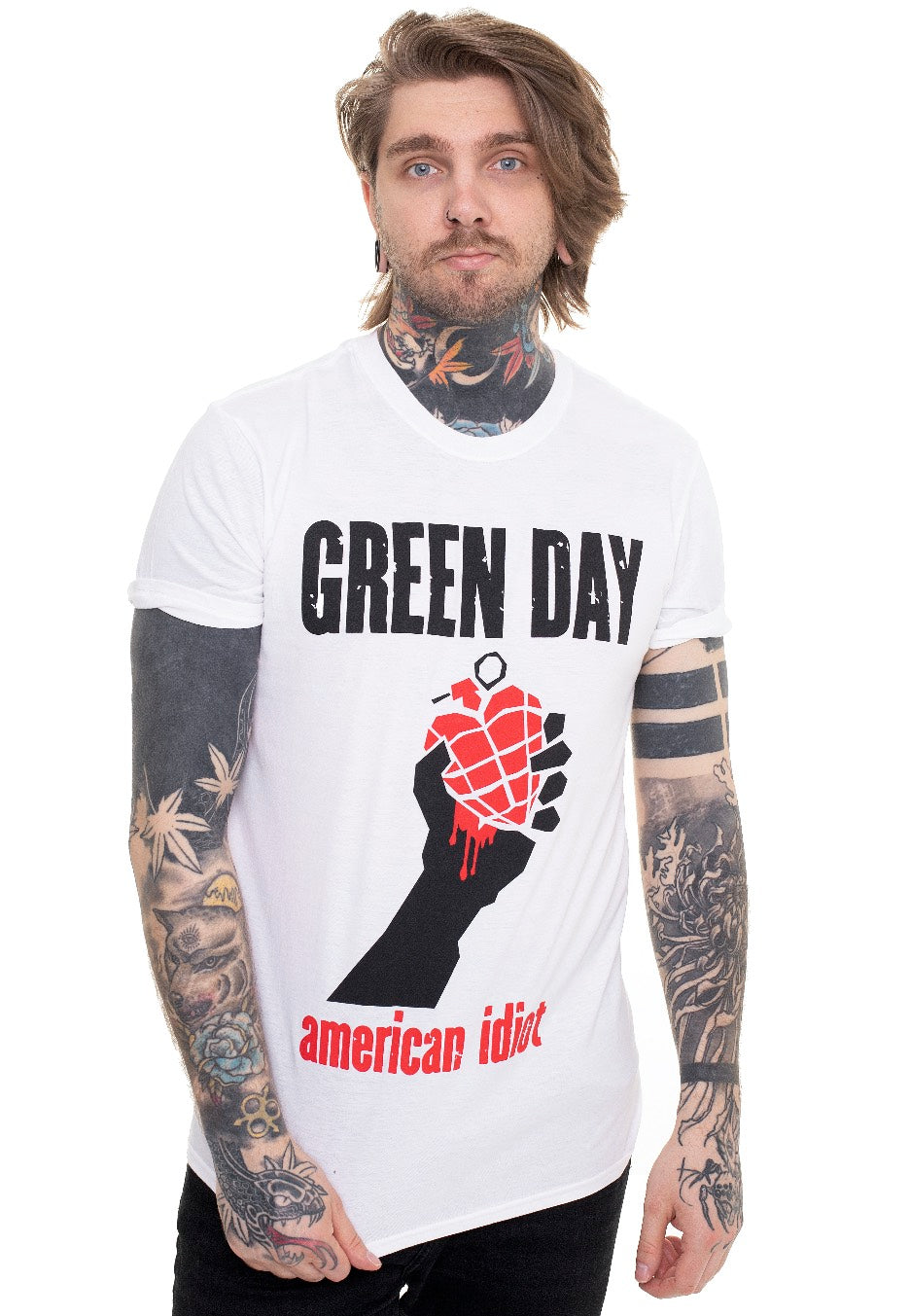 Green Day - American Idiot Heart White - T-Shirt | Men-Image