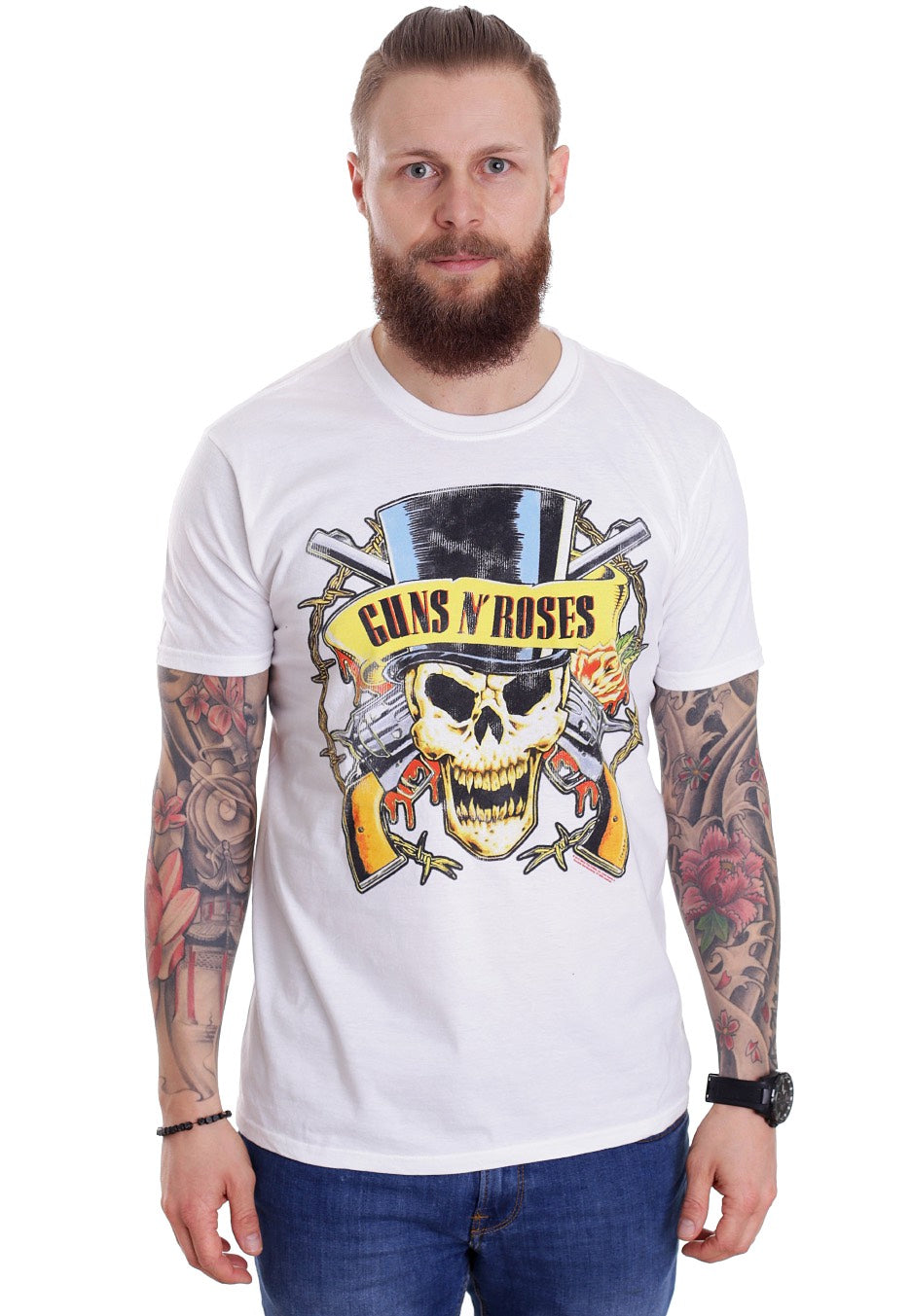 Guns N' Roses - Distressed Top Head White - T-Shirt | Men-Image