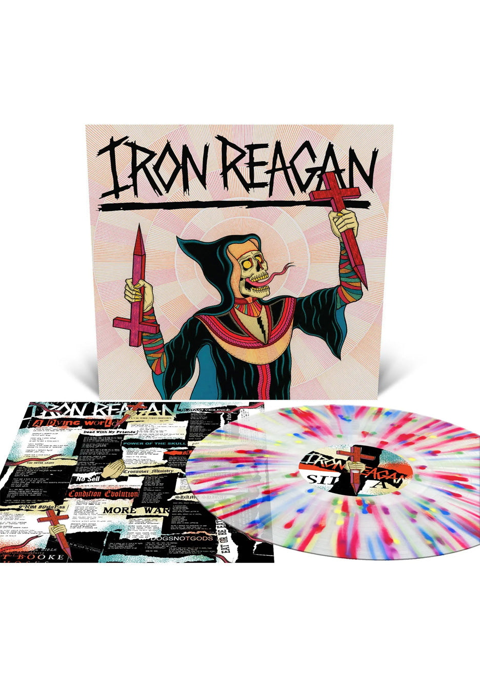 Iron Reagan Crossover Ministry Ltd. Milky Clear w/ Rainbow Splattered Vinyl