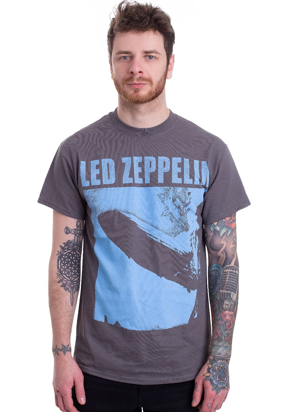 Led Zeppelin - LZ1 Blue Cover Charcoal - T-Shirt | Men-Image