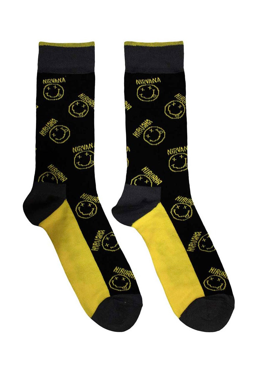 Nirvana Yellow Happy Face Pattern Socks