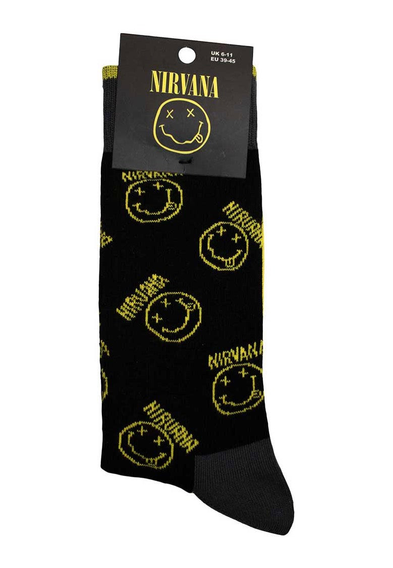 Nirvana Yellow Happy Face Pattern Socks