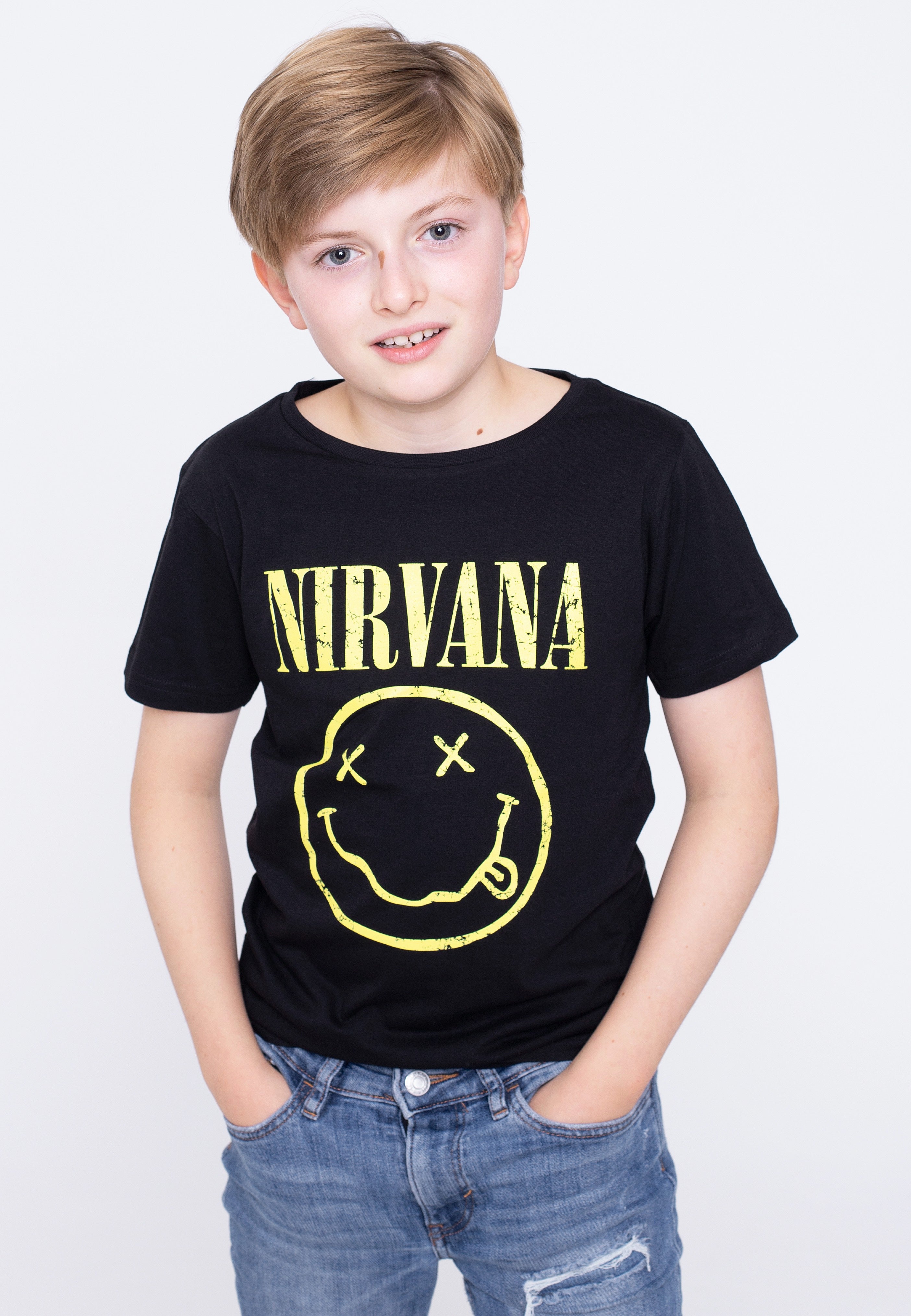 Nirvana - Yellow Happy Face Kids - T-Shirt | Men-Image