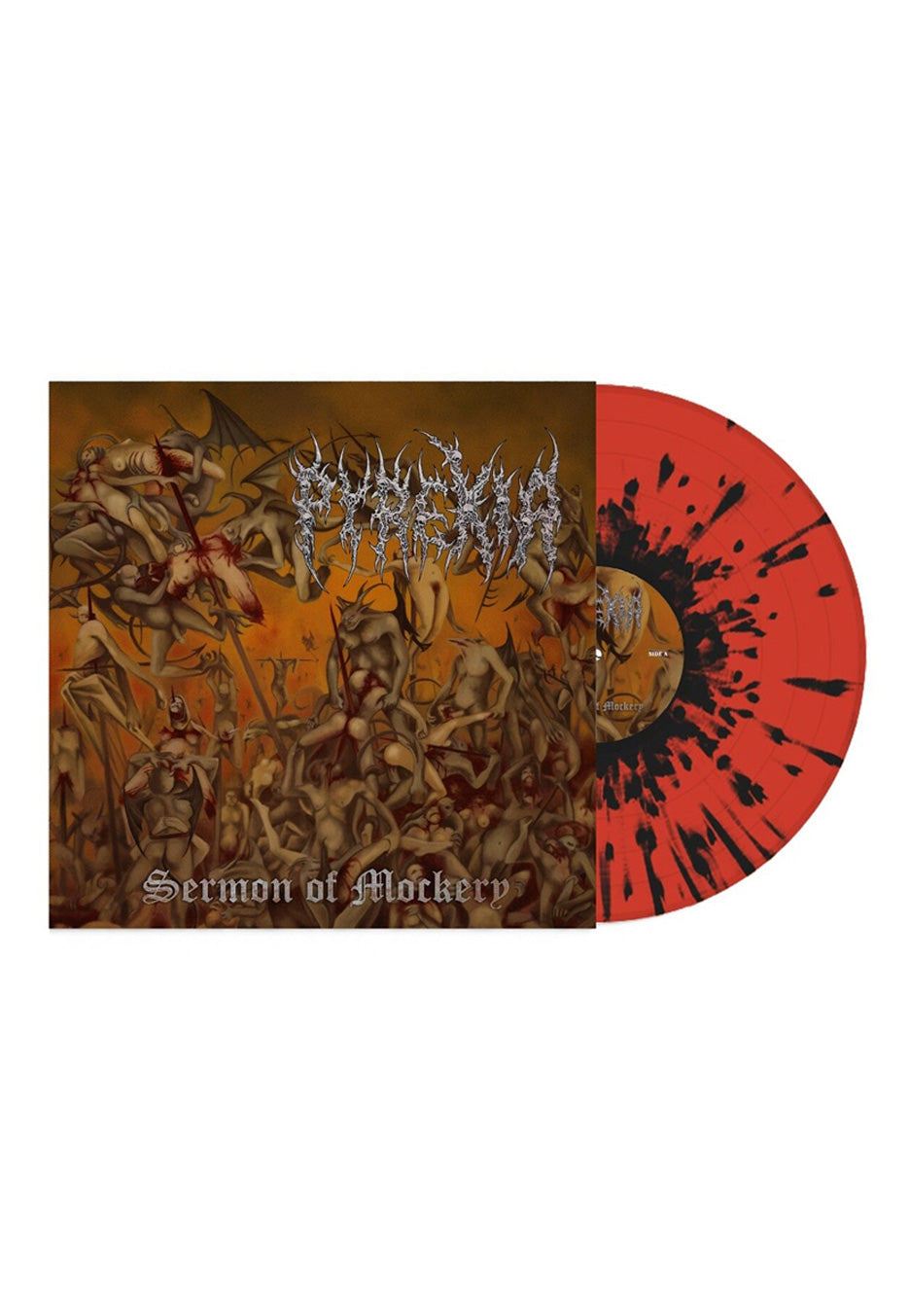 Pyrexia - Sermon Of Mockery Ltd. Orange w/ Black - Splattered Vinyl | Neutral-Image