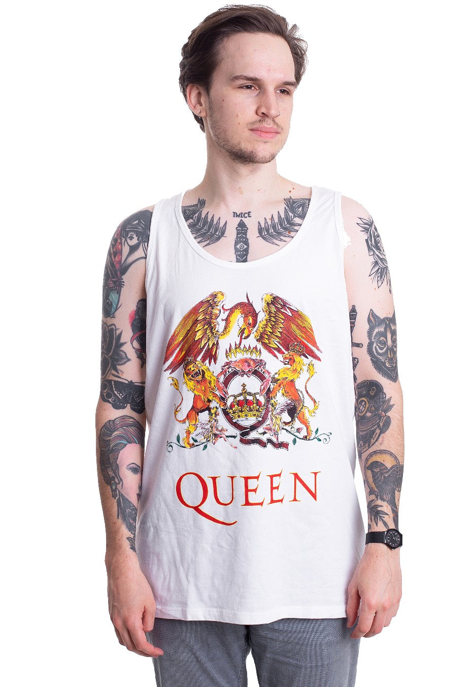 Queen - Crest White - Tank | Men-Image